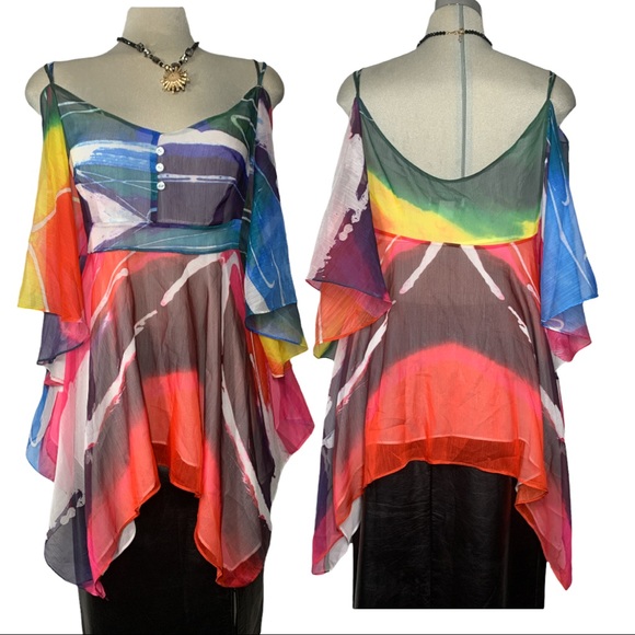 Bianca Nygard Designer multicoloured Open Shoulder Blouses Size 10 - Picture 7 of 11